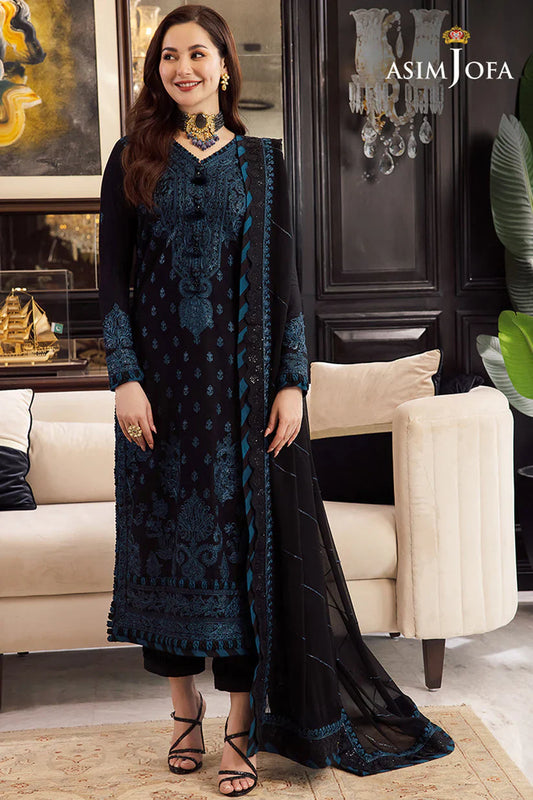 ASIM JOFA- 3PC LAWN EMBROIDERED SHIRT WITH BAMBER CHIFFON EMBROIDERED DUPATTA AND TROUSER