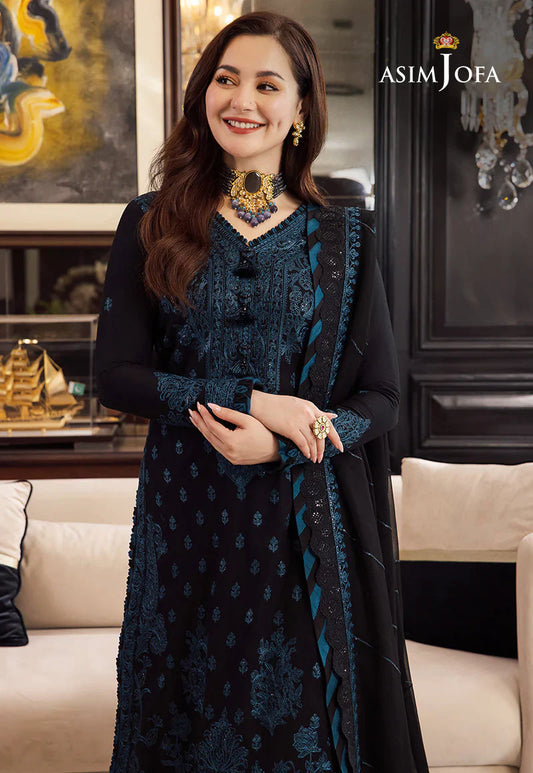 ASIM JOFA- 3PC LAWN EMBROIDERED SHIRT WITH BAMBER CHIFFON EMBROIDERED DUPATTA AND TROUSER