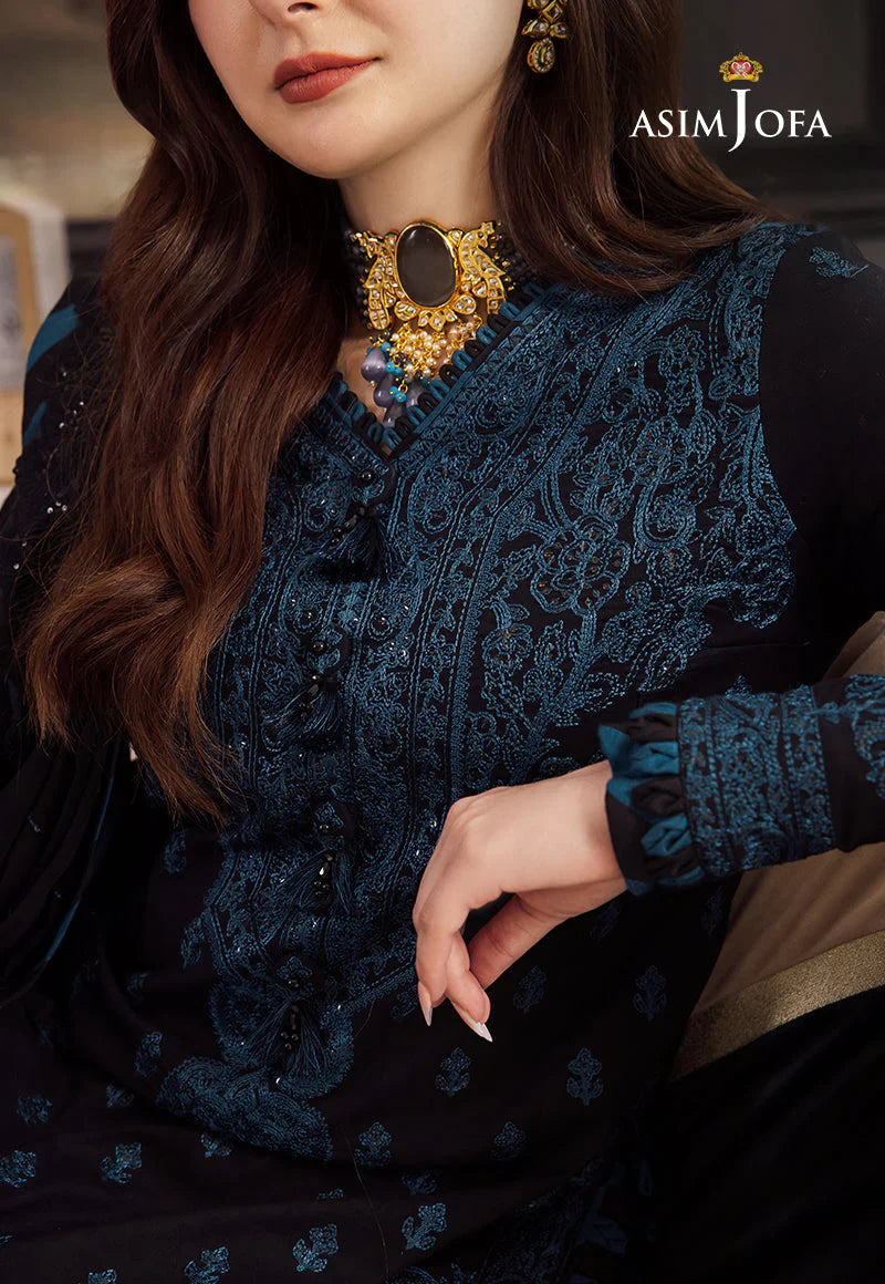 ASIM JOFA- 3PC LAWN EMBROIDERED SHIRT WITH BAMBER CHIFFON EMBROIDERED DUPATTA AND TROUSER
