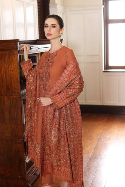 3 Piece Unstitched Heavy Embroidered Dhanak Suit ( Full Embroidered Dhanak Wool Shawl )