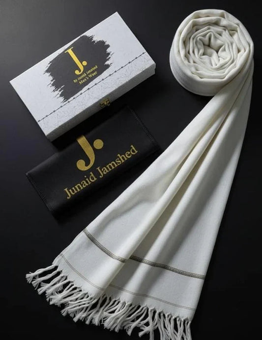 J. MENS PREMIUM ( OFF WHITE ) SHAWL WITH BOX AND BAG + FREE SHIPPING